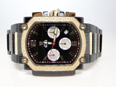   JOE RODEO GOLD BLACK SQUARE FACE WHITE DIAMONDS WATCH G CLASS  