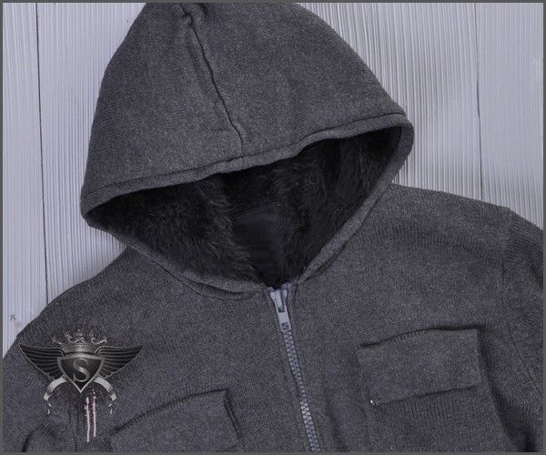 CM088 Dark Gray Climbing Lad Men Zipper Hoodie Sweater Coat Athletic 